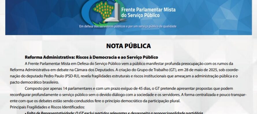 NOTA PÚBLICA: Reforma Administrativa: Riscos à Democracia e ao Serviço Público